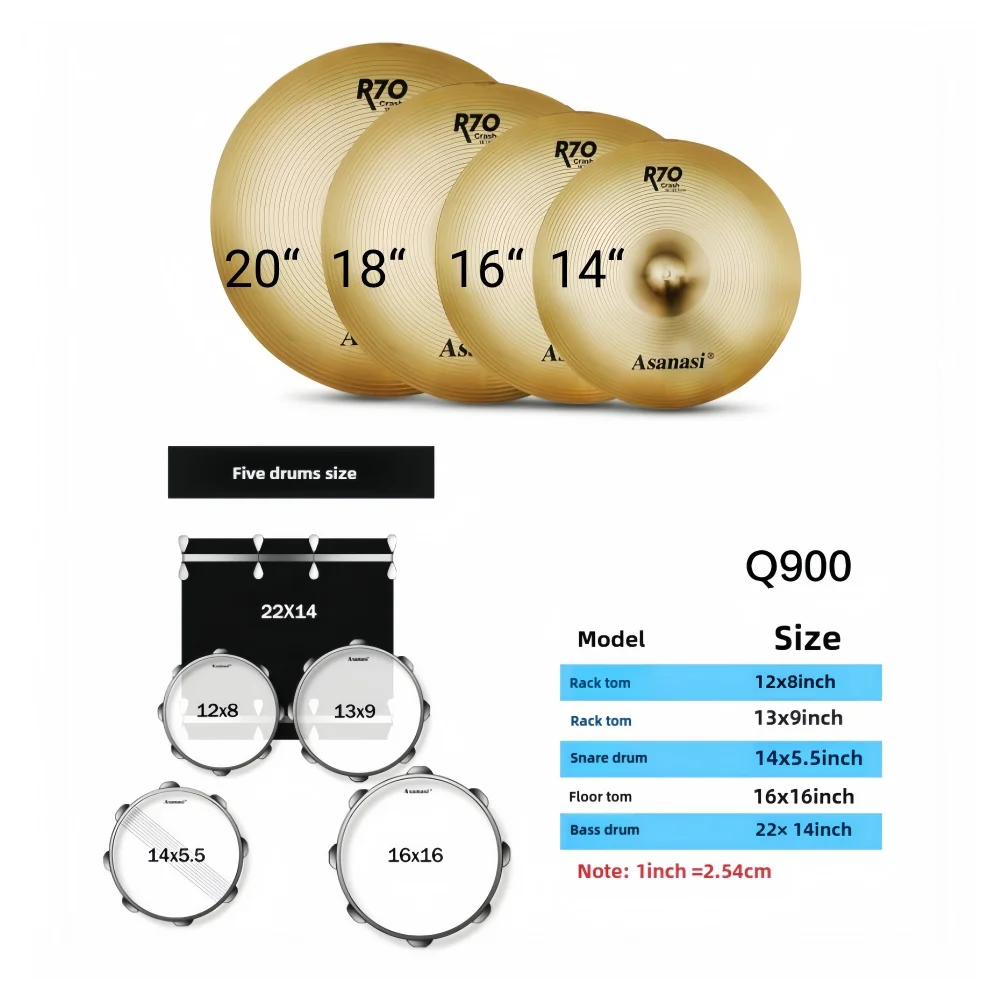 Professional D-3 Q900 Electronic Jazz Drum Set Beginner-Friendly 5-Drum 4-Cymbal Musical Instrument Kit