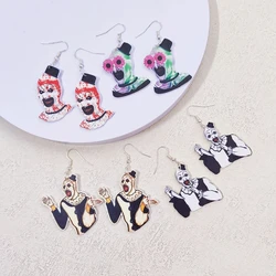 KUGUYS Halloween Creepy Clown Dangle Earrings for Women Acrylic Printed Funky Jewelry Fashion Accessories