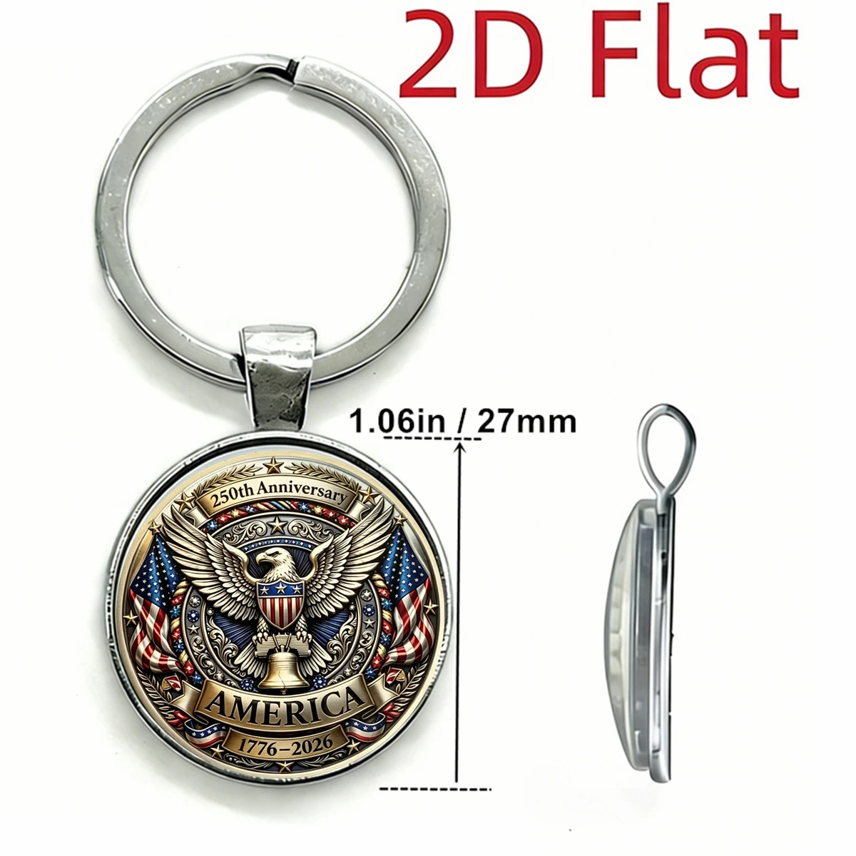 1pc The 250th Anniversary of America Independence Day Keychain Souvenir Keyring Collection 2D Metal Keyring 2026 USA Keepsakes