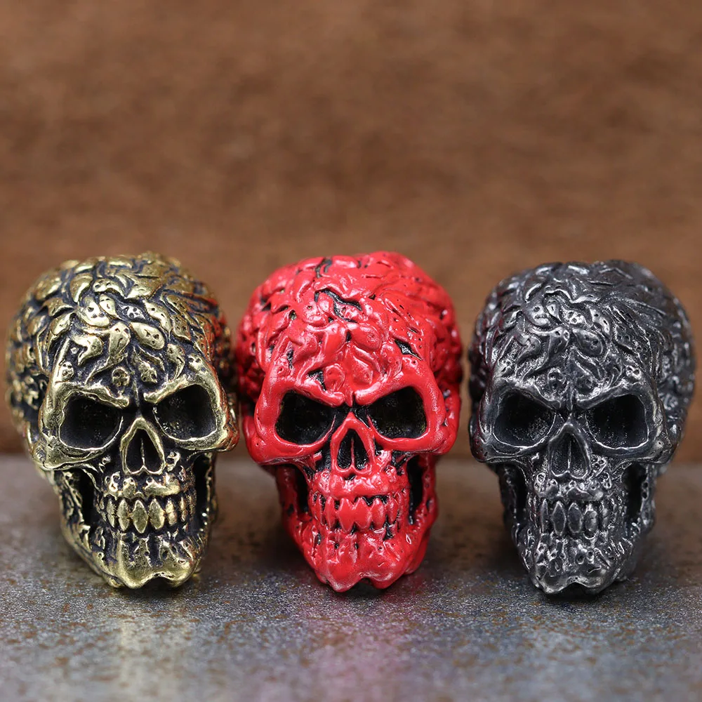 Ghost Skull Head Brass Knife Beads EDC DIY Paracord Woven Bracelets Lanyard Pendants Accessories Outdoor Tool Hangings Charms - view 2