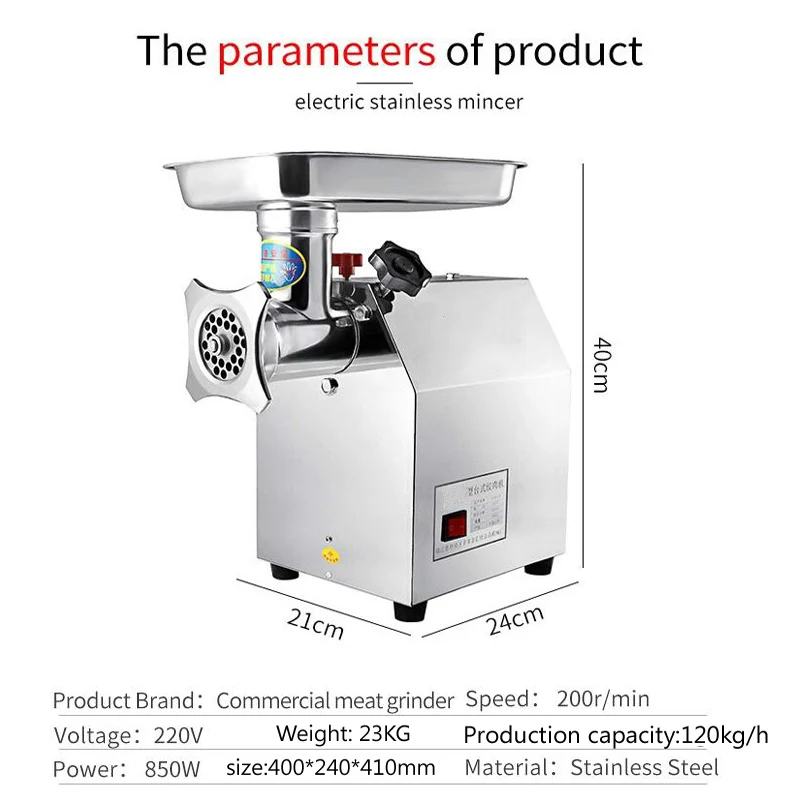 1100W Electric Meat Mincer Machine Multifunction Slicer Manual Meat Grinder Stainless Steel Sausage Maker Stuffer