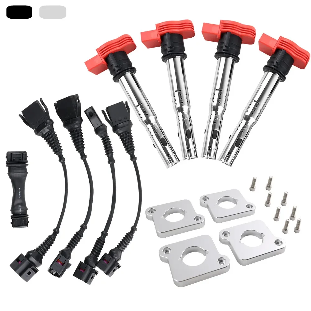 whole Set 2.0T Ignition Coil ICM Harness R8 Coilpack Plates Coil Pack Set For 97-99.5 1.8T B5 A4 Audi (3 to 4 Contacts)