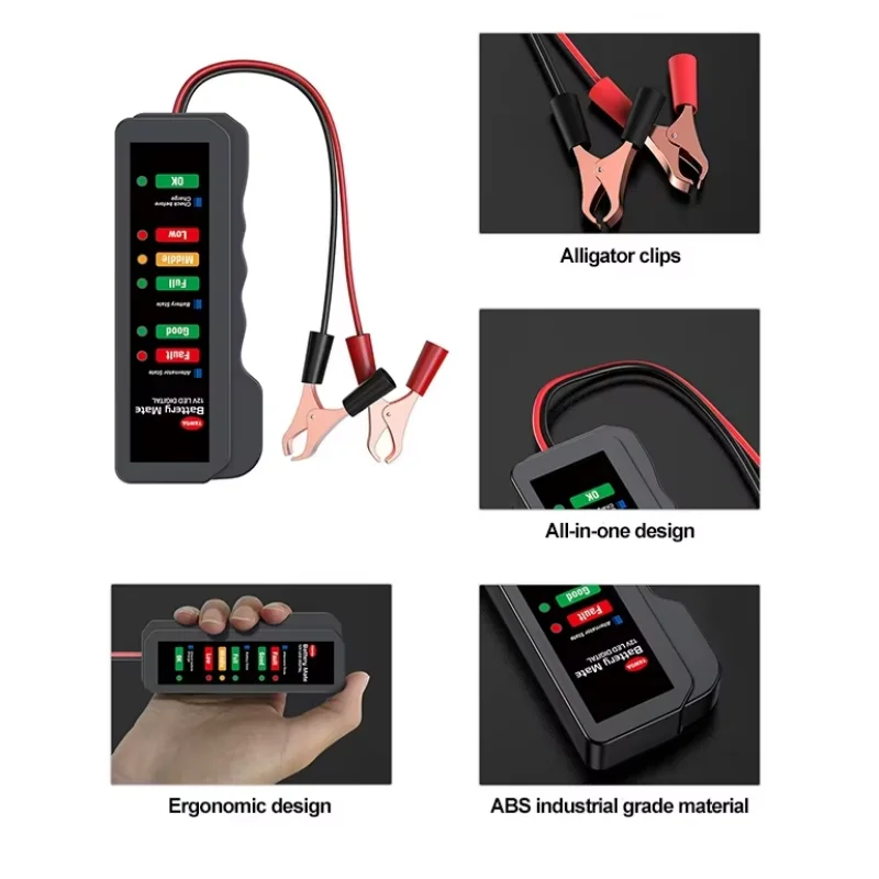 12V Car Battery Tester, Alternator Tester Automotive,Battery Checker, Analyzer to Check Alternator & Battery Charging System,LED