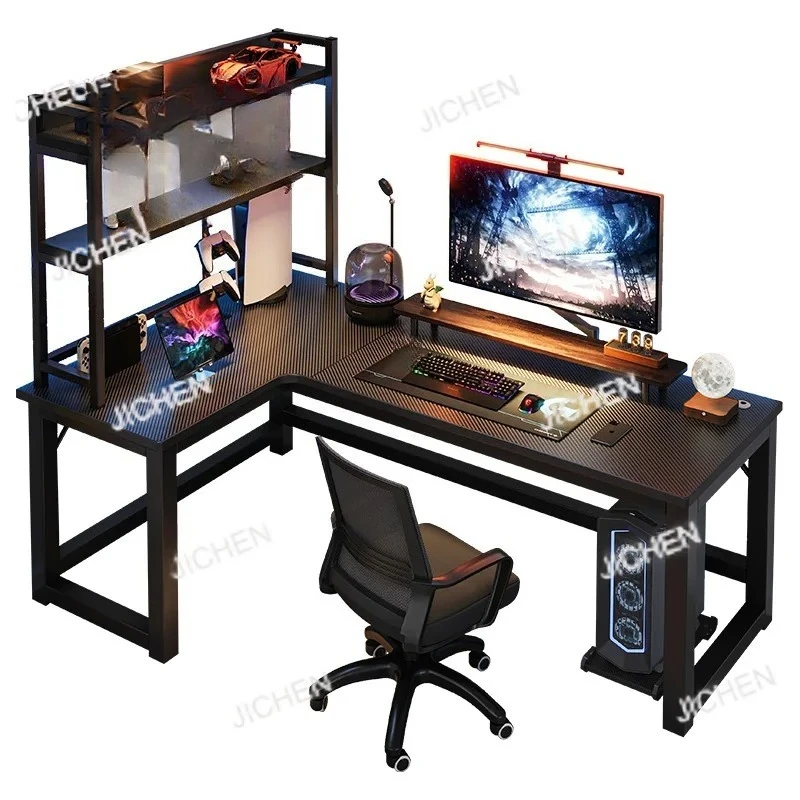 

Угловой игровой стол, двойной компьютерный стол, домашний стол, книжная полка, комбинированный стол для спальни