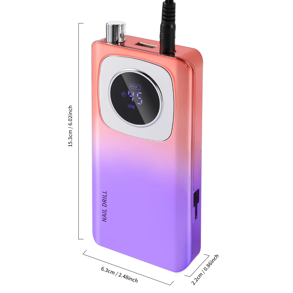 Trapano per unghie portatile elettrico a batteria da 45000 giri/min Lima per levigatrice per unghie ricaricabile professionale per strumento per salone di manicure