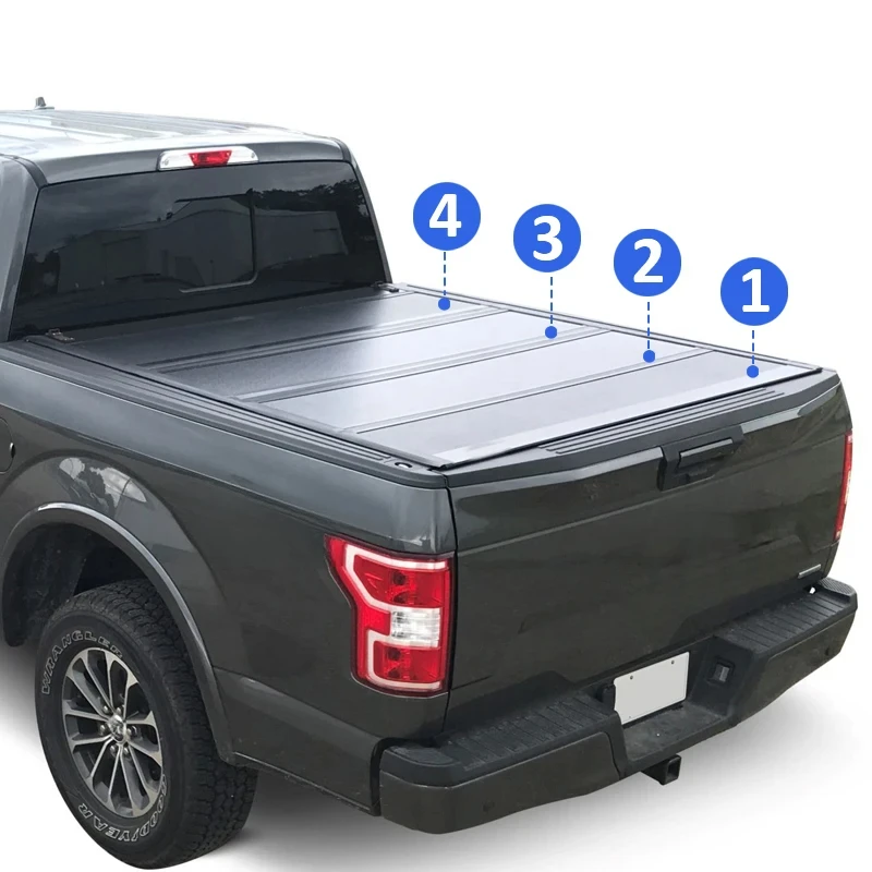 

High Quality Roller Lid Four Fold Plate Hard Tonneau Cover Pickup Bed Cover Hilux Vigo Tundra Tacoma