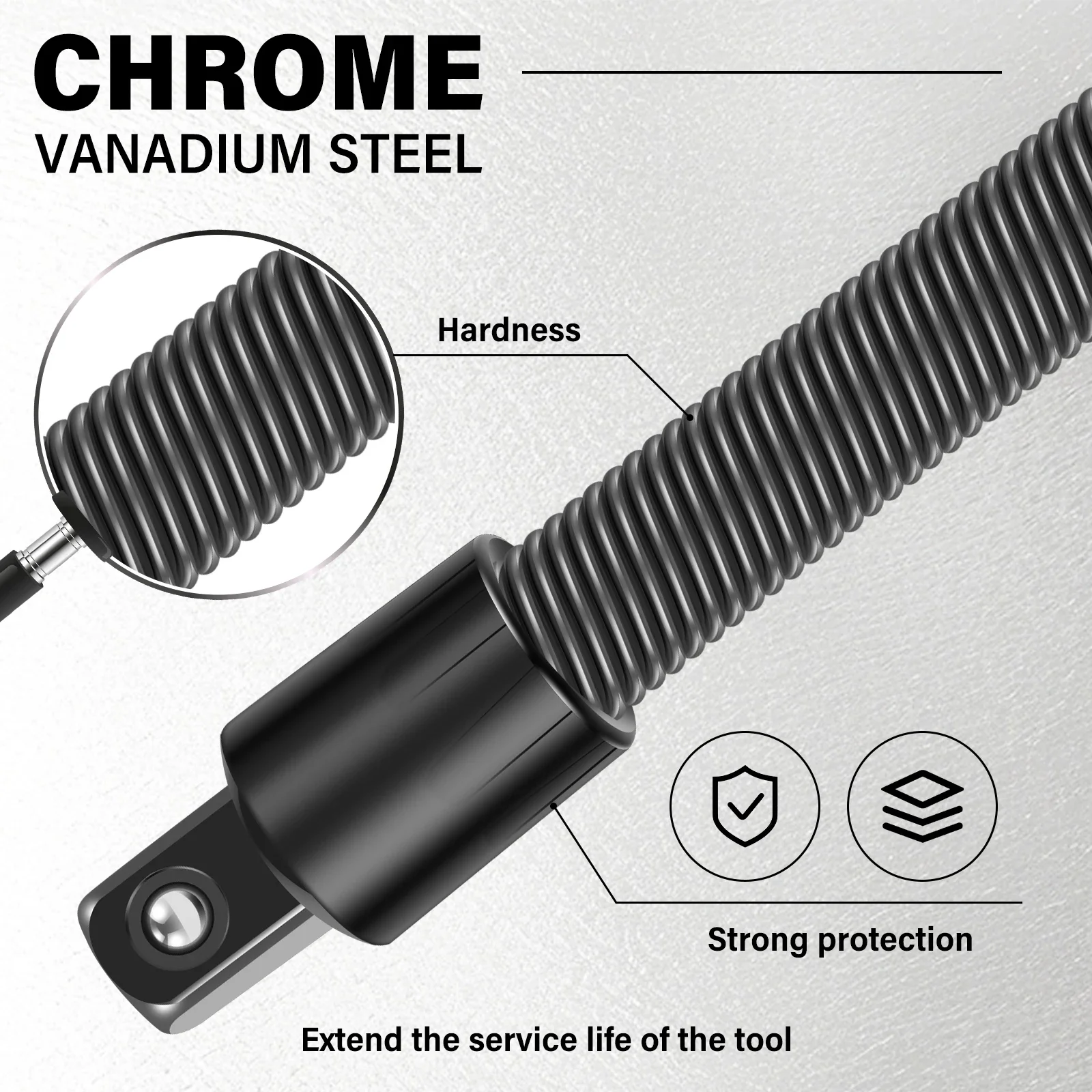 1/2 Flexible Socket Extension Ratchet Spring Bar 45 Degree Bend Heavy Duty CR-V Torque Extender Anti Slip Tool for Mechanic Repa view 3