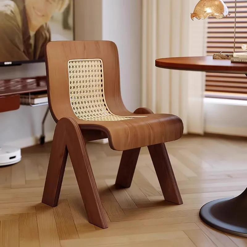 AOLIVIYA Solid Wood Mermaid Shell Restaurant Dining Chair Bar Coffee Shop Hotel Backrest Medieval Rattan Home Stool