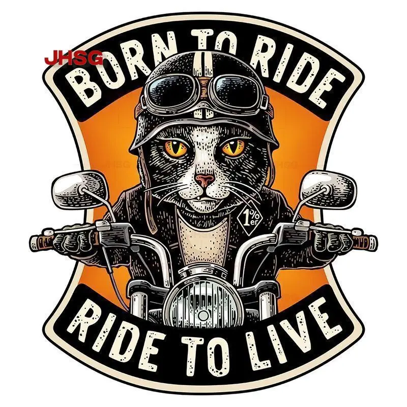 BORN TO RIDE TO LIVE CAT KNIGHT MOTORCYCLE SCOOTER HELMET Stickers