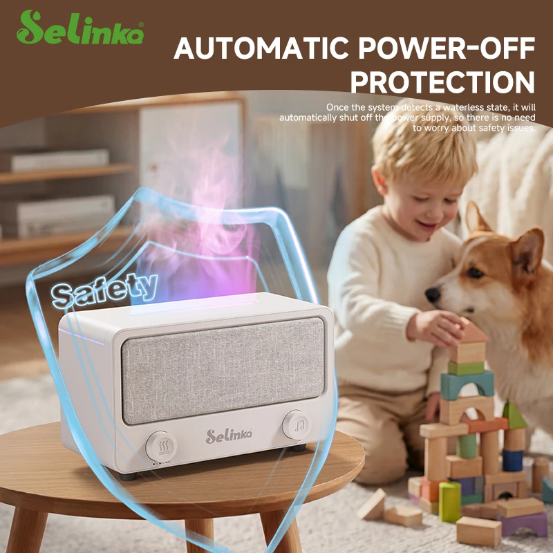 3D Flame Aroma Diffuser with Music Speaker LED Night Light Essential Oil Diffuser Ultrasonic Humidifier For Home Bedroom