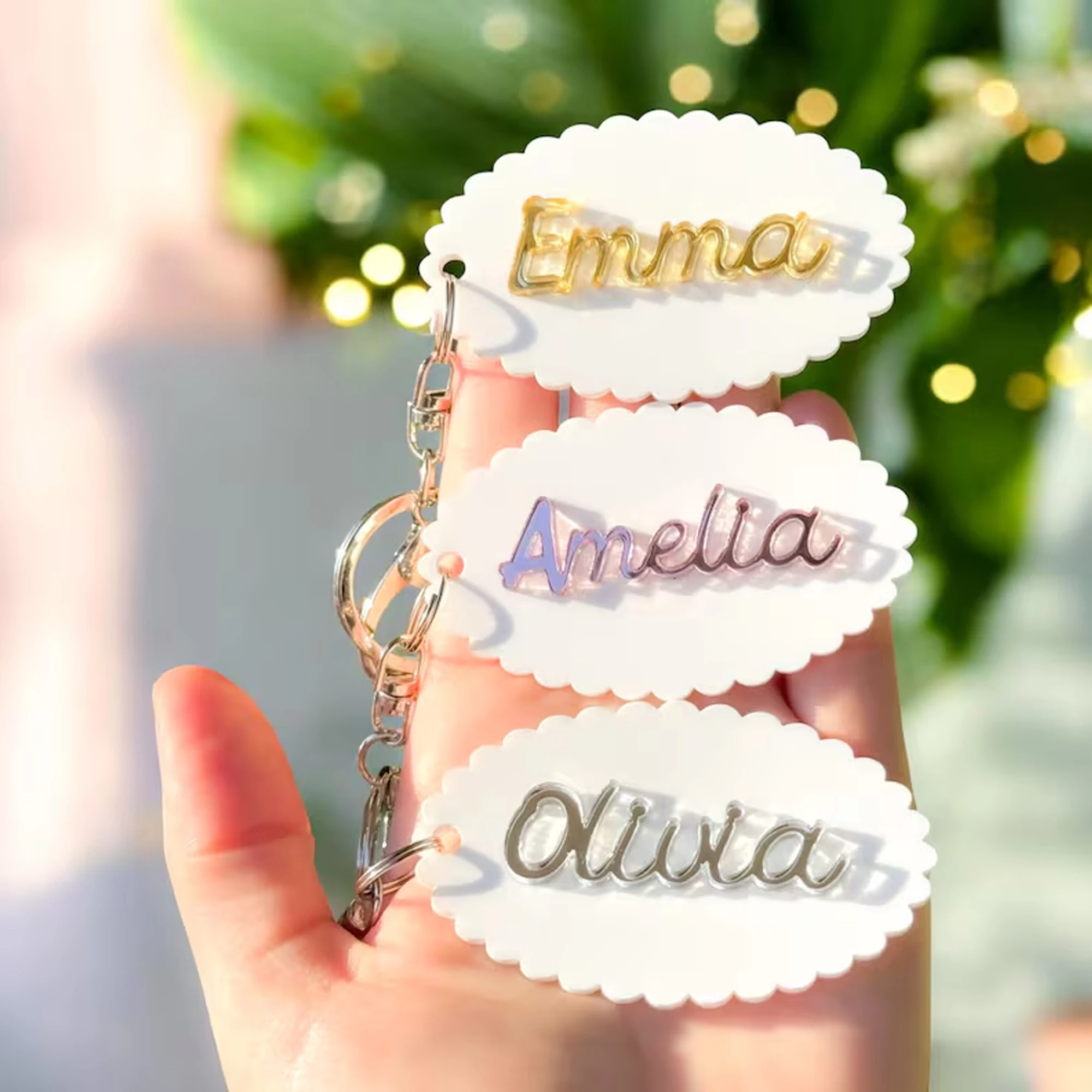 Personalized Backpack Name Tag - Custom Acrylic Keychain Bag Charm with Name School Back to School Gift