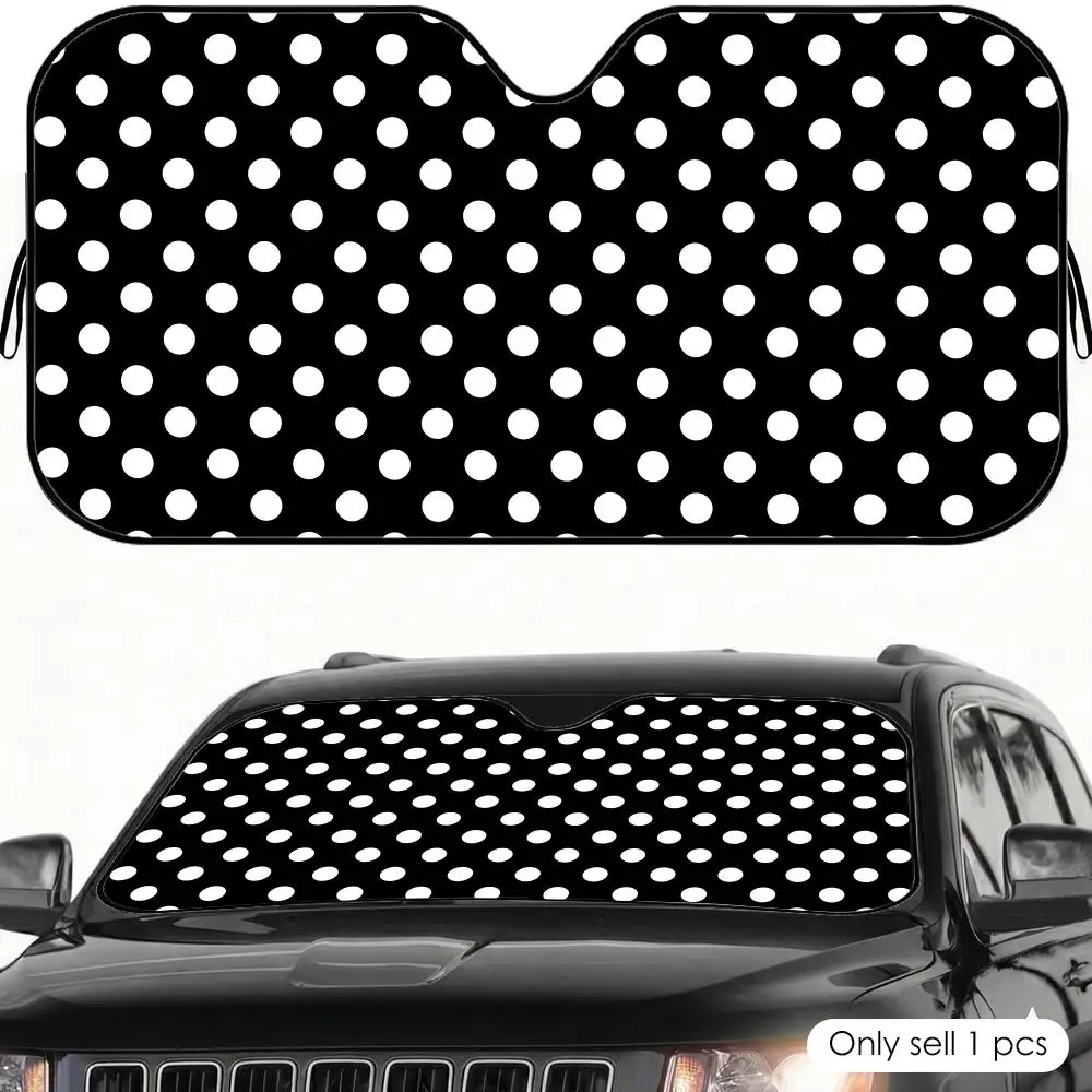 Polka Dot Print Sun Visor Car Windshield Sunshade UV Protection Reflective Foldable Heat Insulation Cover