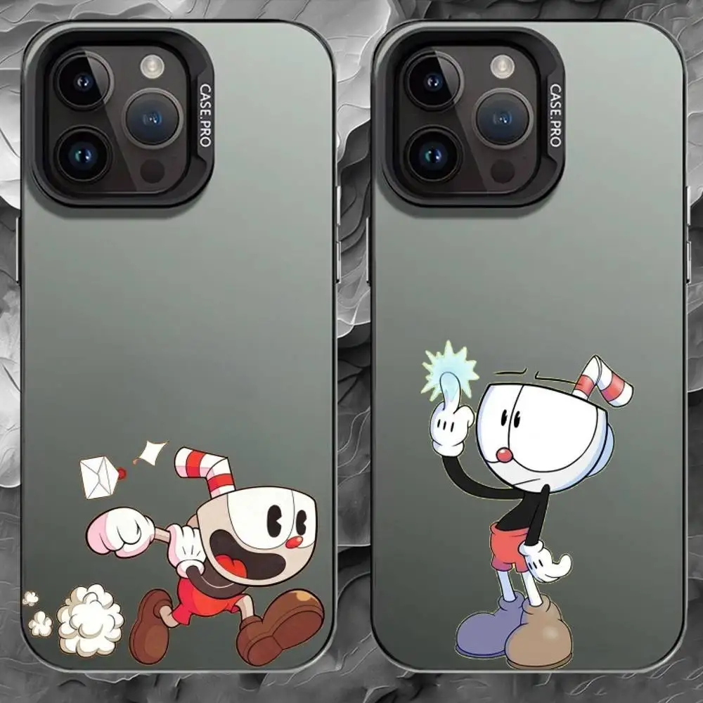 

C-Cuphead Phone Case For iPhone 17 16 15 14 13 12 11 Pro Max Plus Silver Matte Black Cover
