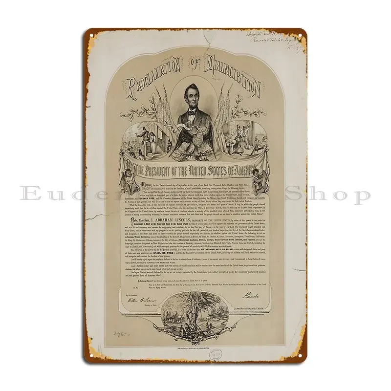 B B Russell y Co copia de la proclamación de la emancipación 1868 cartel de placa de Metal impreso pared Pub pared cartel de estaño personalizado