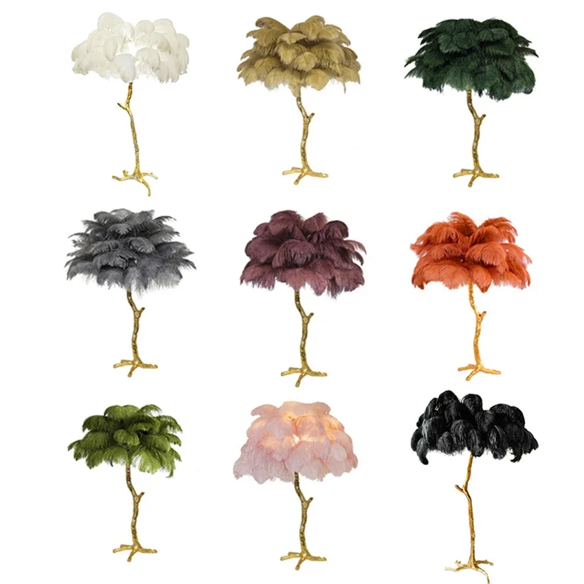 Imagem -05 - Cabelo de Avestruz Moderno Conduziu as Lâmpadas de Assoalho do Hotel Sala Estar Conduziu a Luz do Assoalho do Cabelo da Avestruz Lâmpada Lampadaire de Iluminação do Salão o