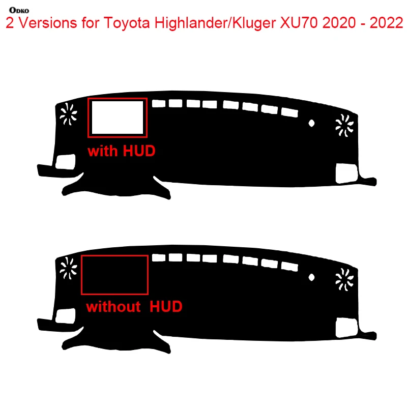 Car Inner Dashboard Cover For Toyota Highlander Kluger XU70 2020 2021 2022 Auto Dash Mat Carpet Cape Sun shade Dashmat Pad