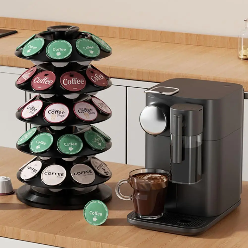 Coffee Pods Holder for K Cups Spinning Coffee Capsule Organizer Holds 40 Capsules Space Saving Coffee Pods Carousel