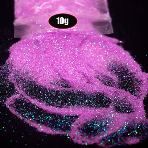 10g(0.2mm) Pink Purple Shiny Glitter Powder Ultra-Fine Iridescent Sugar Nail Powder 1/128”0.008 Gold Colorful Manicure Powder