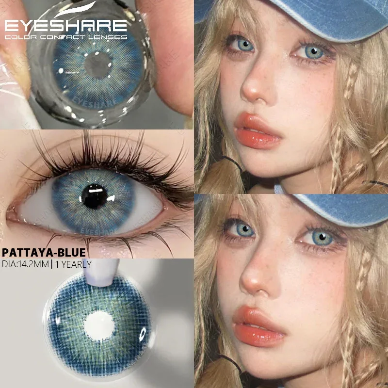 EYESHARE 2pcs Myopia Color Contact Lenses for Eyes Gray Pupils with Diopters Blue Eye Lenses Brown Natural Lenses Green Eye Lens