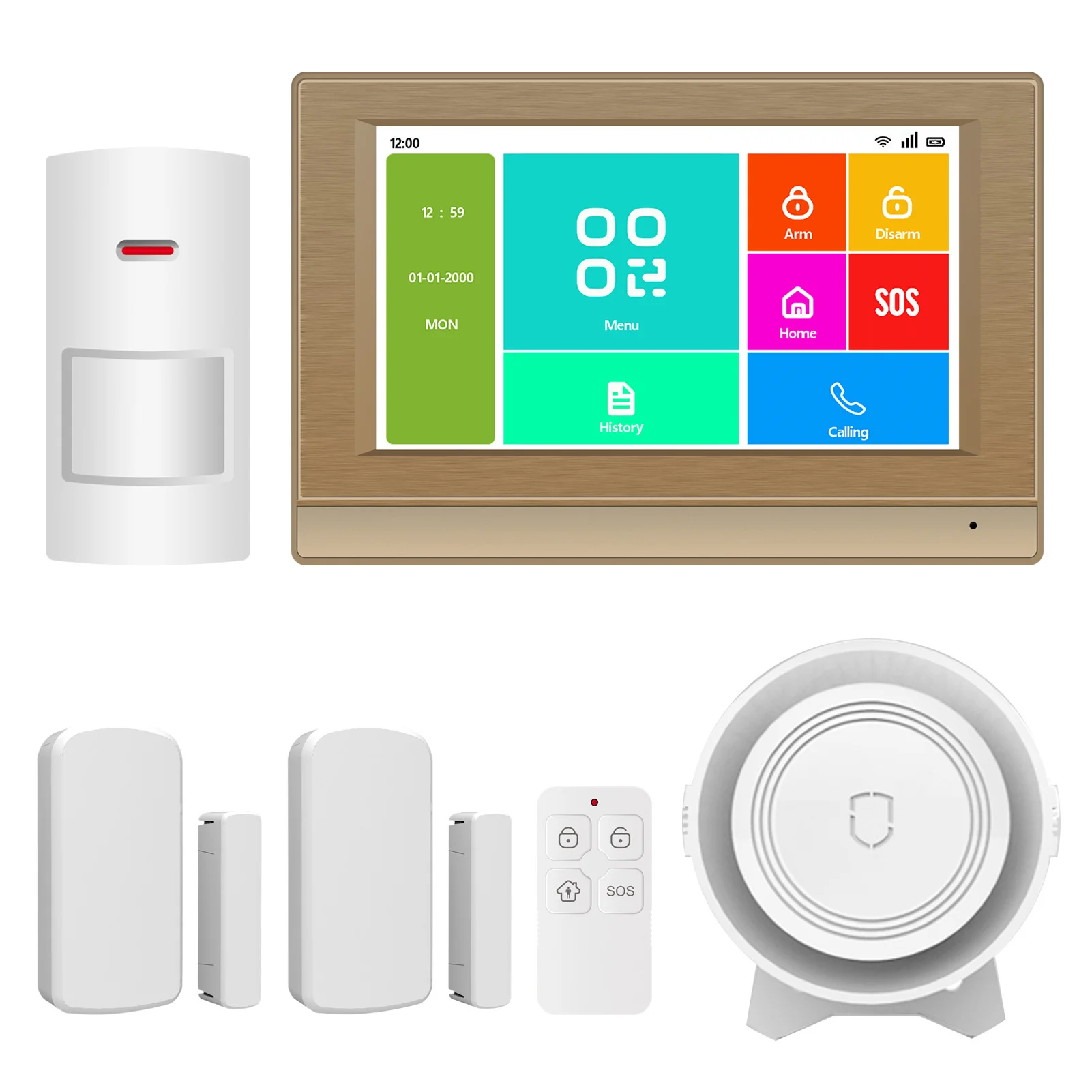 Sistema de alarme de segurança contra roubo doméstico inteligente sem fio TuyaSmart 4G GSM SMS WIFI de 7 polegadas