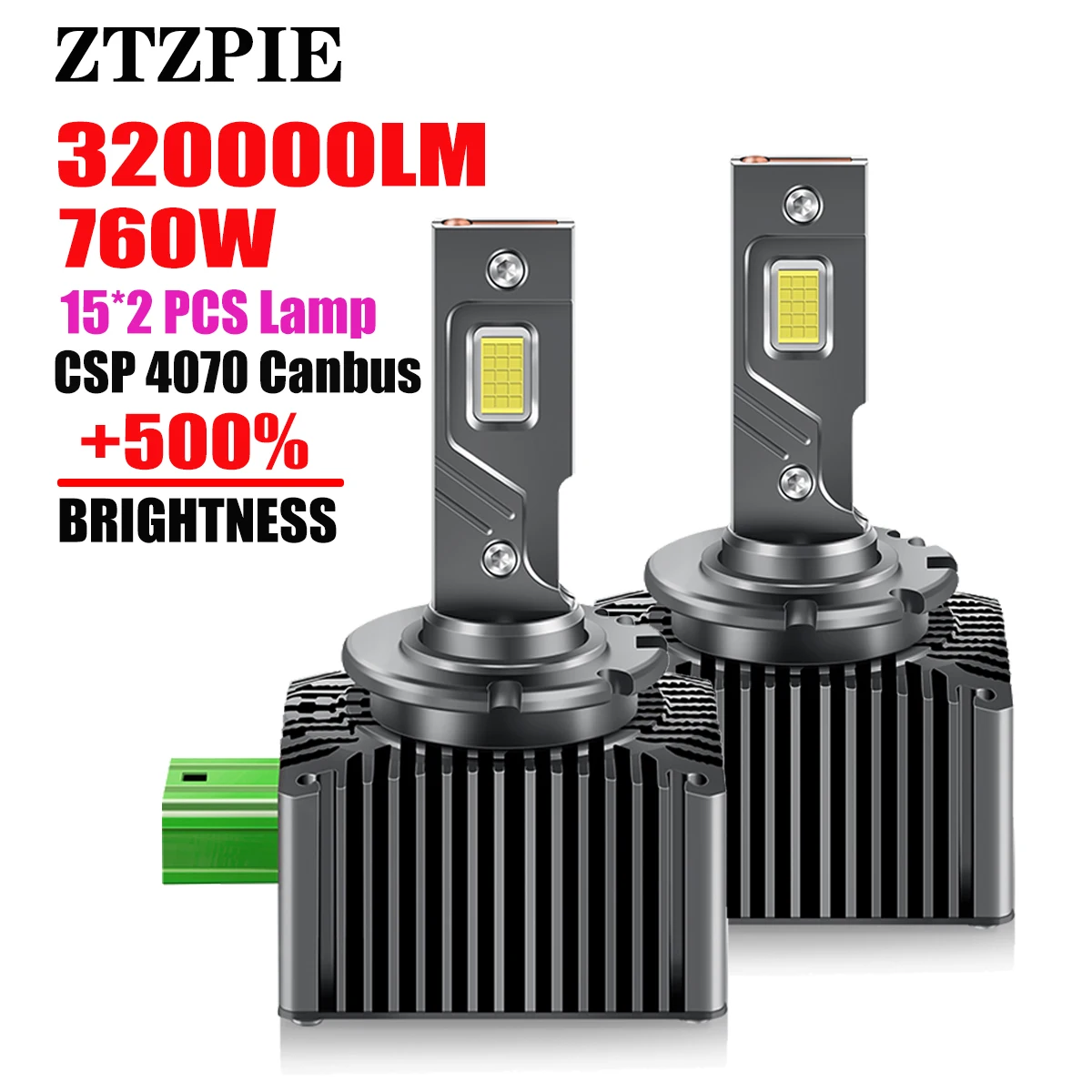 

ZTZPIE 6000K 320000LM 760W Car Led Headlight D1S D2S D3S D4S CSP 4070 Chips Lamp Canbus Powerful AUTO Light Bulb 2PCS 12V