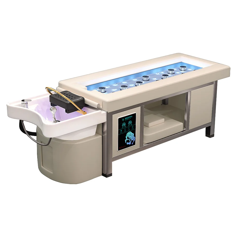 Modern Design Salon Furniture Shampoo Wash Massage Bed with Water Circulation & Moxibustion Features