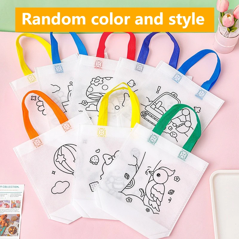 DIY Graffiti Bag and Colored Marking Painting Non Woven Gift Bag Crafts Colorful Filling Painting Bag