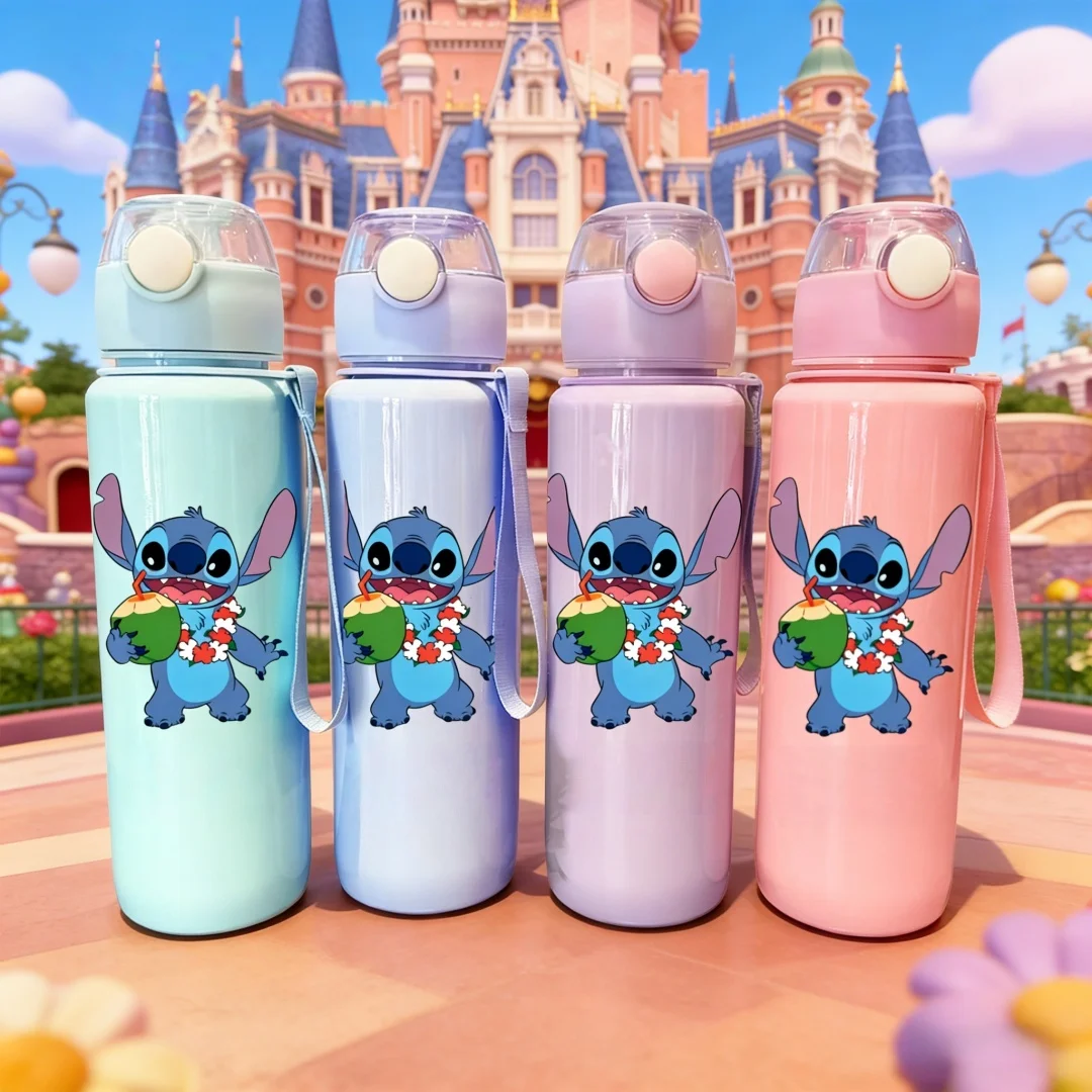 

3D Printed Cartoon Water Bottle, New Push-Button Lid, Cute Design, Fade-Resistant, Reusable Lightweight Bottle, Durable Cute