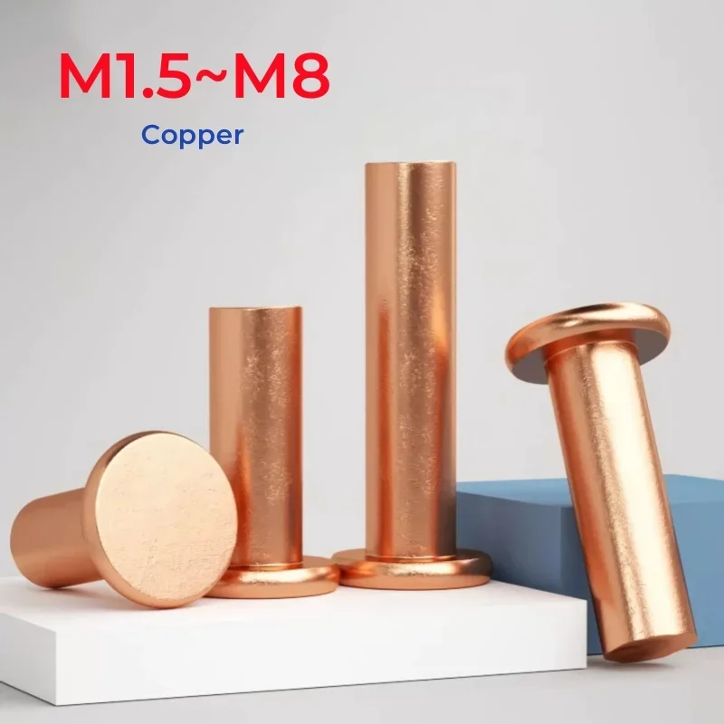 M1.5 M2 M2.5 M3 M4 M5 M6 M8 Copper Flat Head Solid Rivet Hand Percussion Round Head Rivets