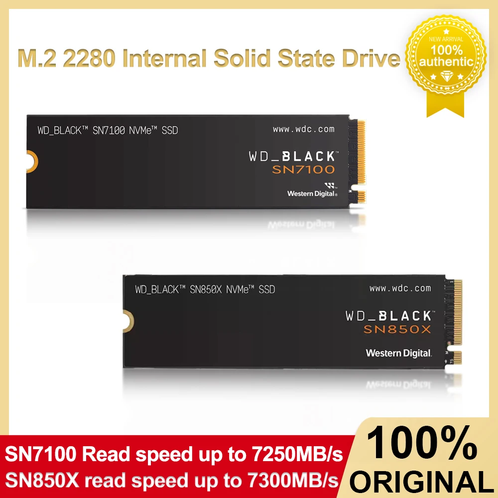 محرك الألعاب WD BLACK M.2 2280 SSD SN7100 SN850X NVMe محرك الحالة الصلبة الداخلي 500G 1TB 2TB 4TB PCIe 4.0 يعمل على القرص الصلب PS5