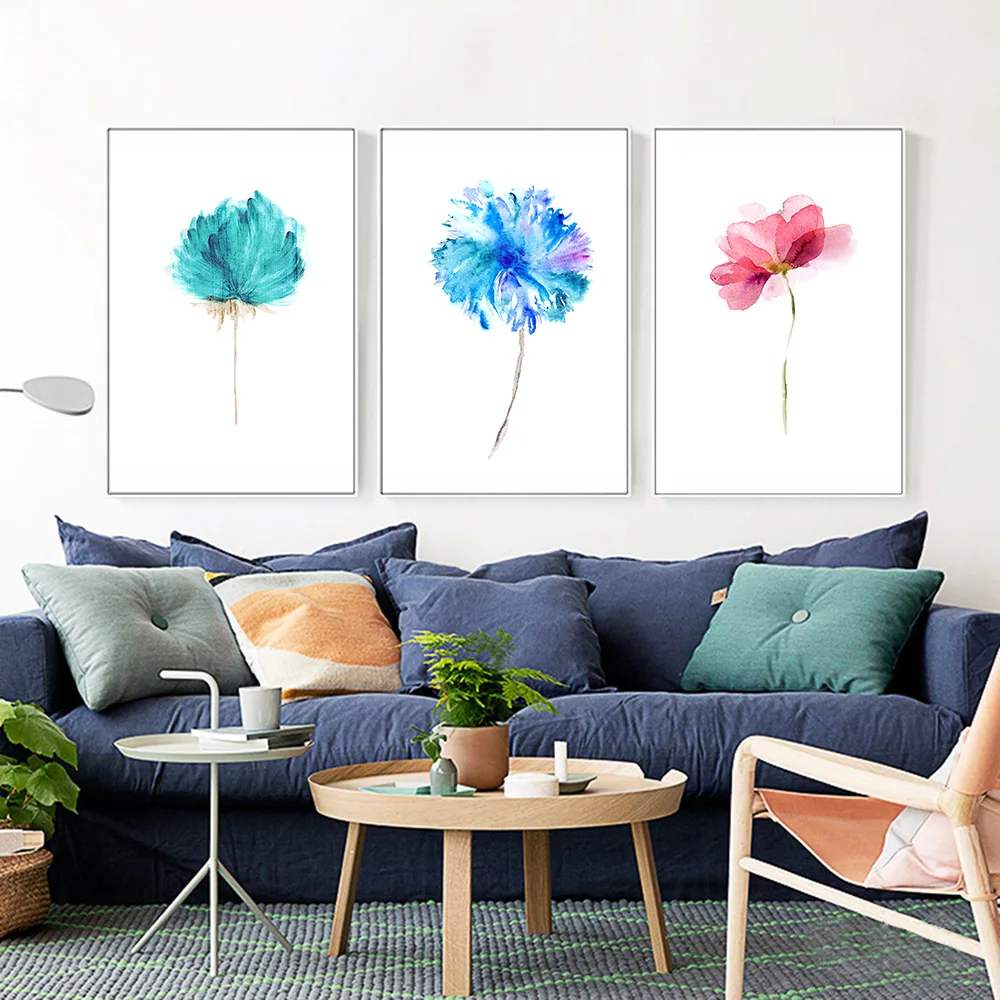 Modern Watercolor Beautiful Colorful Flower Rose Canvas Wall Art Print HD A4 Poster Nordic Picture Home Room Decor Painting