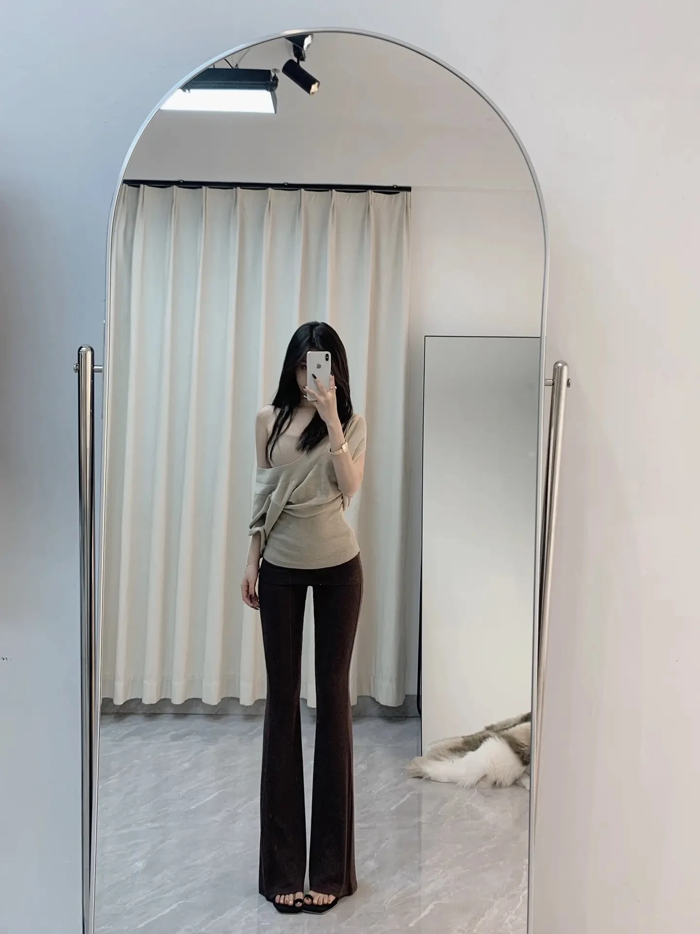 

Soft Pure Desire Style U-Neck Batwing Sleeve Knitted Dress Layering Camisole Inner Wear 2025 Spring Fashion Set Polyester Fib...