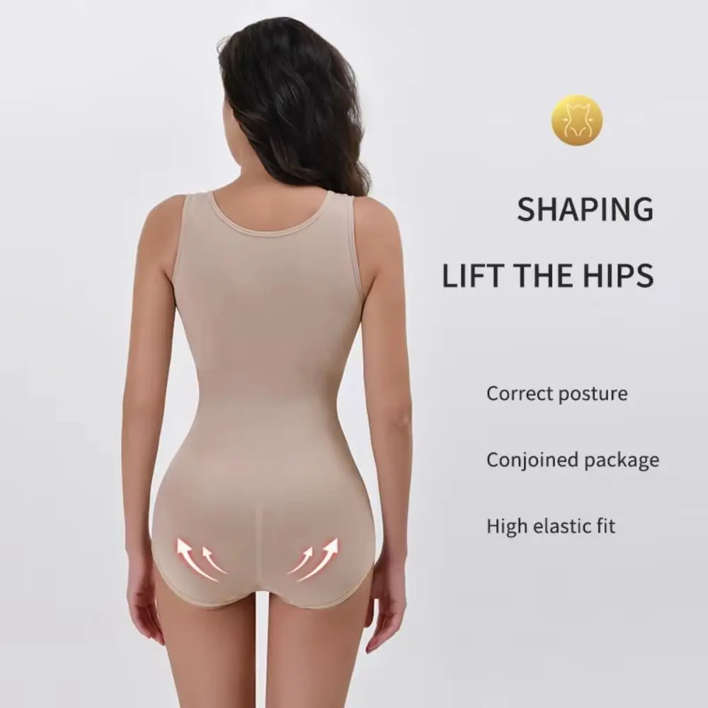 Mehrfachreihiger Haken-Bodysuit für Damen, Shapewear mit hoher Kompression, nahtloser Körperformer, Korsett, Rundhalsausschnitt, flacher Bauch – Detail 10