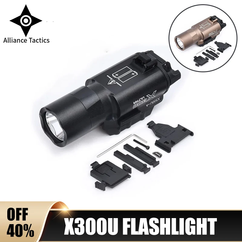 Tactical Airsoft Surefir X300U X300 Ultra 600lm LED Flashlight Rifle Weapon Pistol Scout Hunting Gun Outdoor Light Fit 20MM Rail