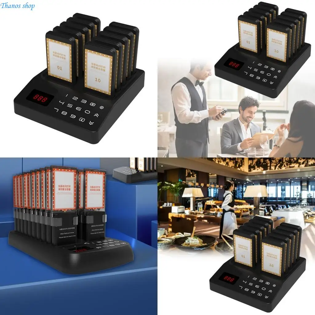 Wireless Pager System Buzzers For Restaurants With 10Pagers Beepers for Shops X37A