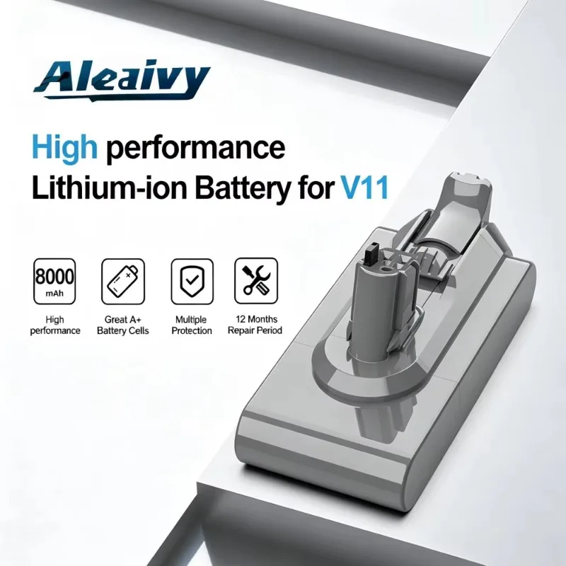 Aleaivy 25.2V 6000mAh / 8000mAh Battery For Dyson V11 Vacuum Cleaner SV15 SV16 SV17 SV18 SV22 Replacement Battery Buckle Version
