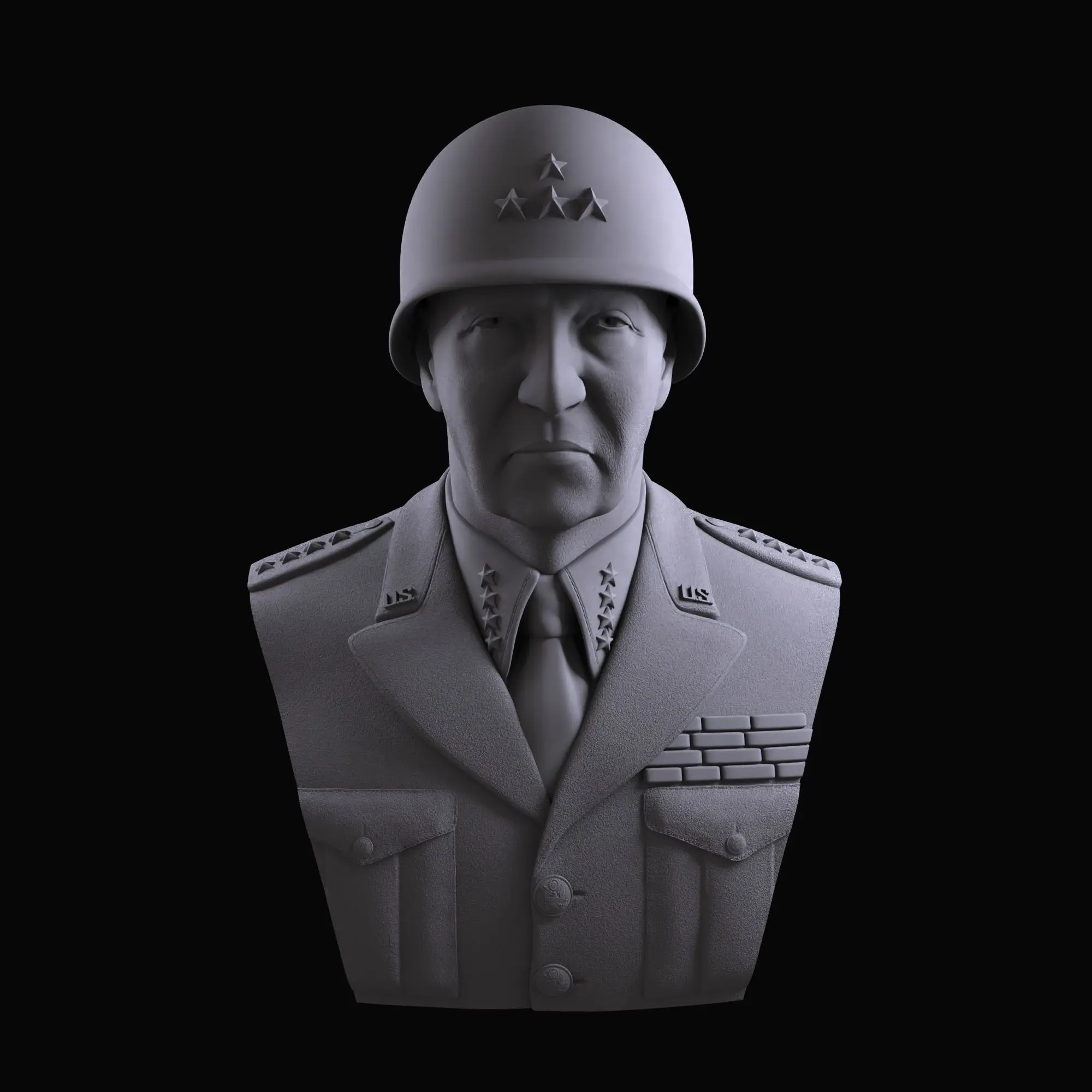 General George Patton Bust 1/6 Bust Model 3D Printrd Figurine Unpainted GK Kit Military Collectible Statue Miniature Decoration