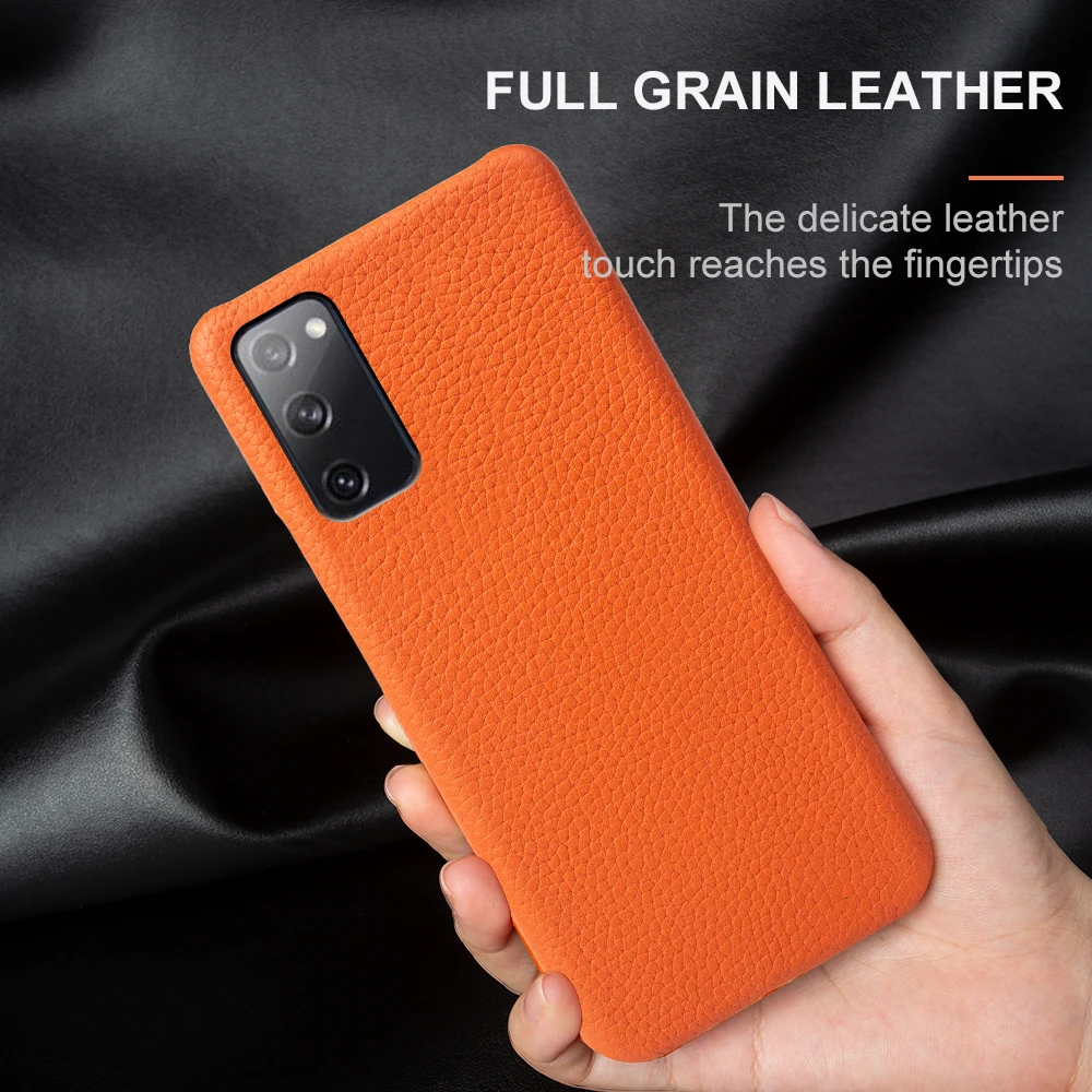 Luxury Business Cover For SAMSUNG S20 FE CASE Litchi Genuine Leather Cases S20Plus S21Ultra Back Cover Coque Shockproof Funda