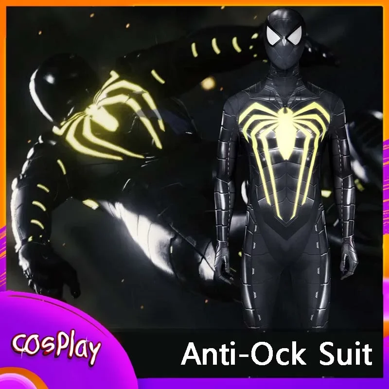 Spider Men Anti-ock Suit Cosplay Costume Spider Print Superhero Jumpsuit Halloween Comic-con Props Bodysuit Gifts Adults X-mas