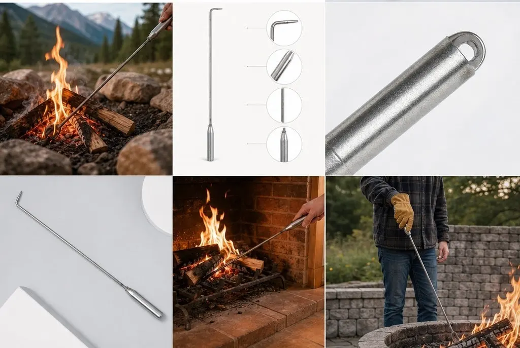 Coal Hooks Fire Pit Tongs for outside Heavy Duty Jacket Stick Camping Fireplace Poker