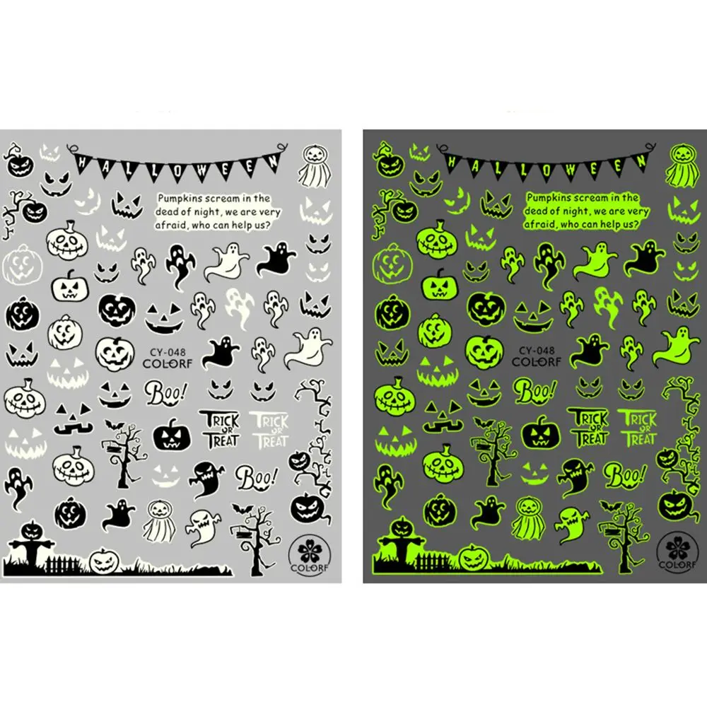 

Party Glow in the Dark Self Adhesive Fluorescent Nail Decals Halloween Nails Stickers Luminous Nail Foils Nail Art Decoration