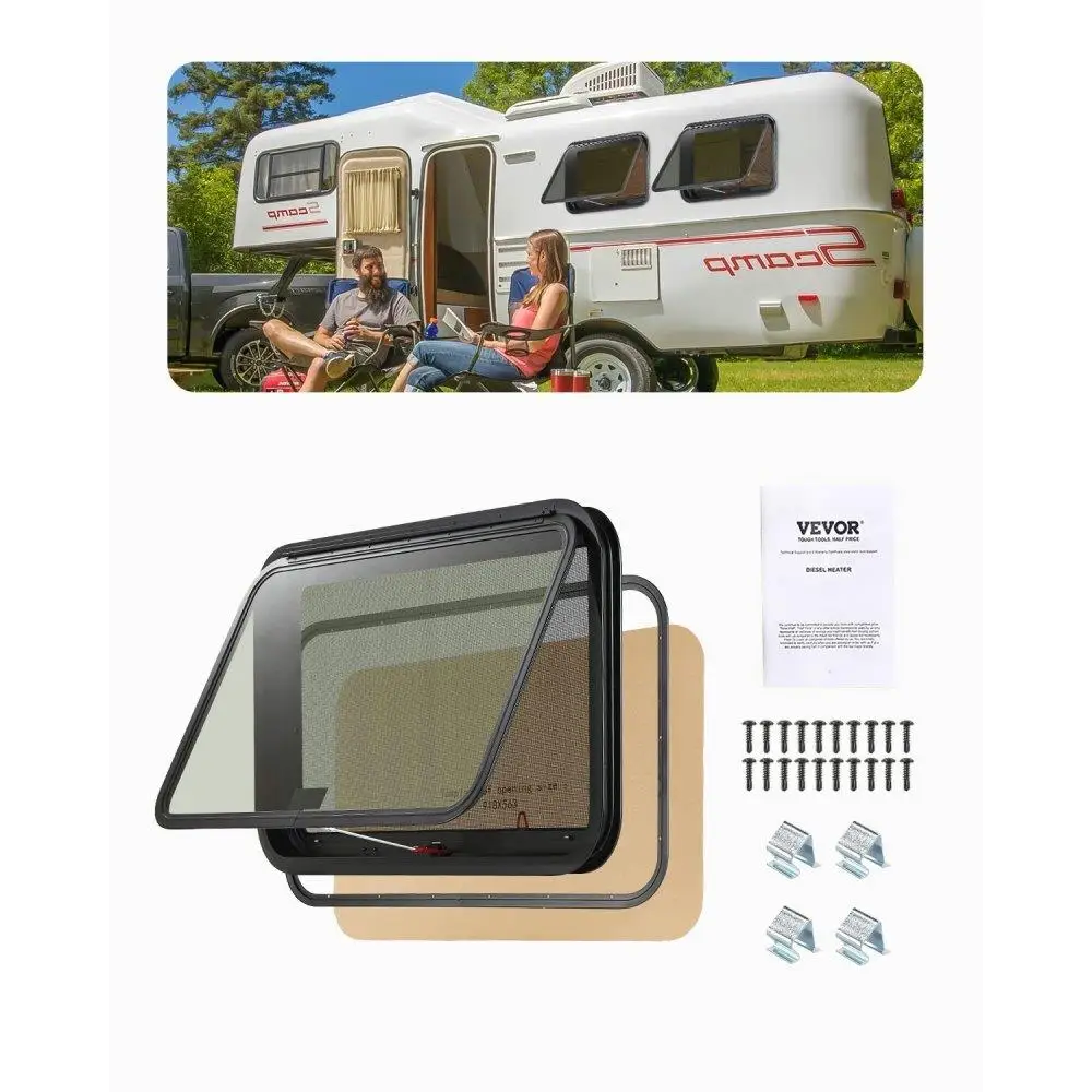 

Exit RV Window 36" W x 22" H Emergency Push Out Window W/ Screen &