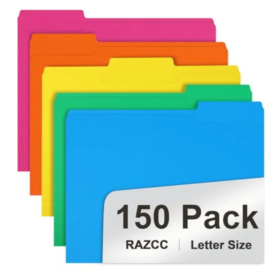 

File Folder, 150 Pack 1/3 Cut Tab Colored File Folders, File Folder Letter Size for Office Classroom Use, Colors Folders with T