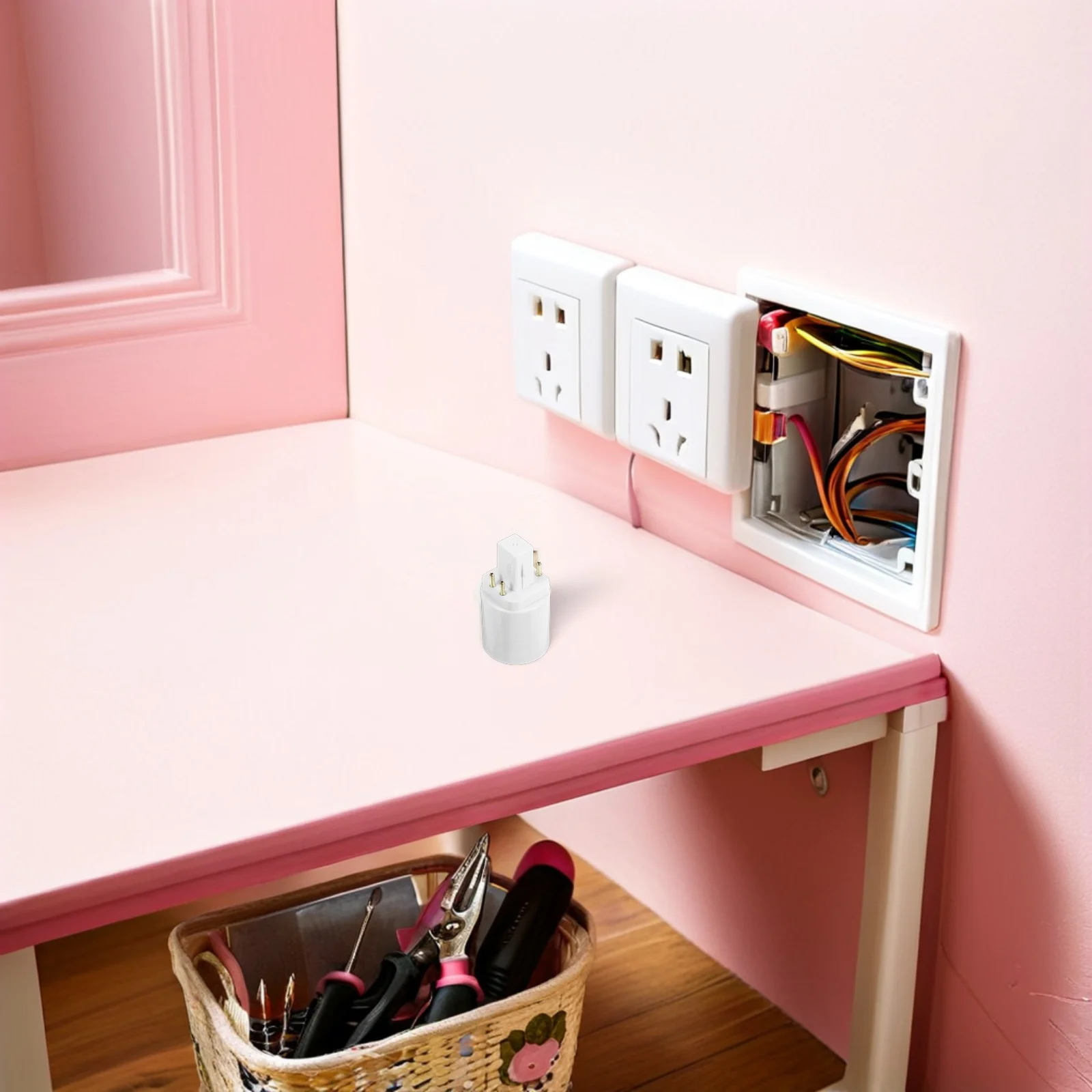 6Pcs G24q to E27 Light Socket Adapter Four Pin Lamp Holder Base Adapter Converter Screw Base Lamp Holder Converter for Home