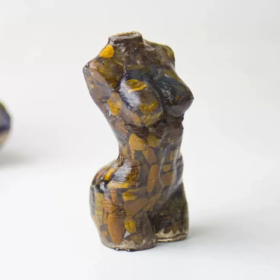 

1pc Natural Tiger's Eye Gravel Goddess Statue Making In Resin Glue Women Body Figurine Crystal Healing Reiki Gemstone Decor Gift