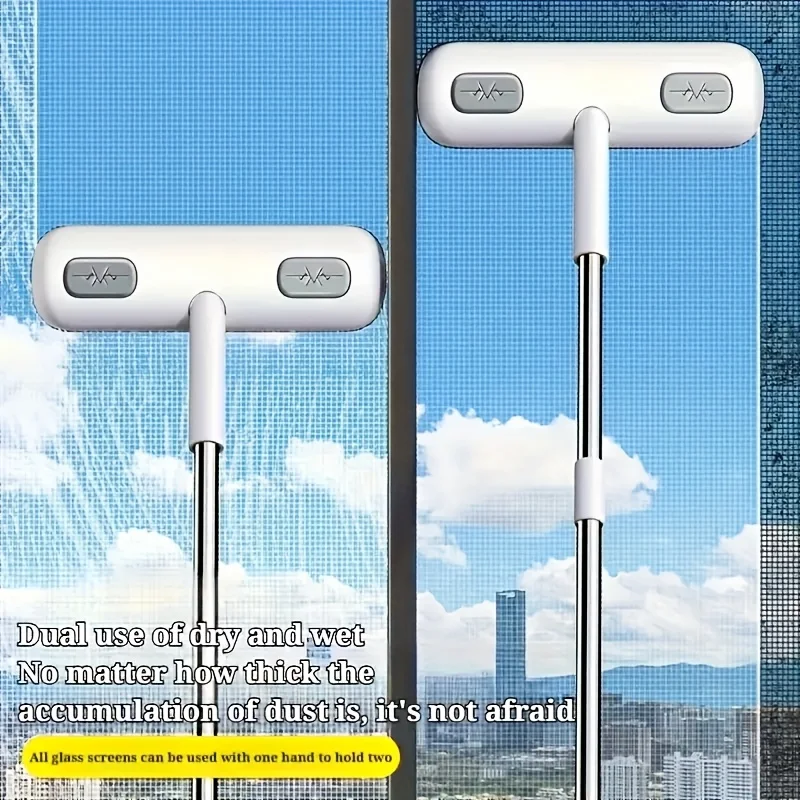 

Волшебная щетка для мытья окон с выдвижной ручкой, многоразовый очиститель от шерсти животных для домашнего использования