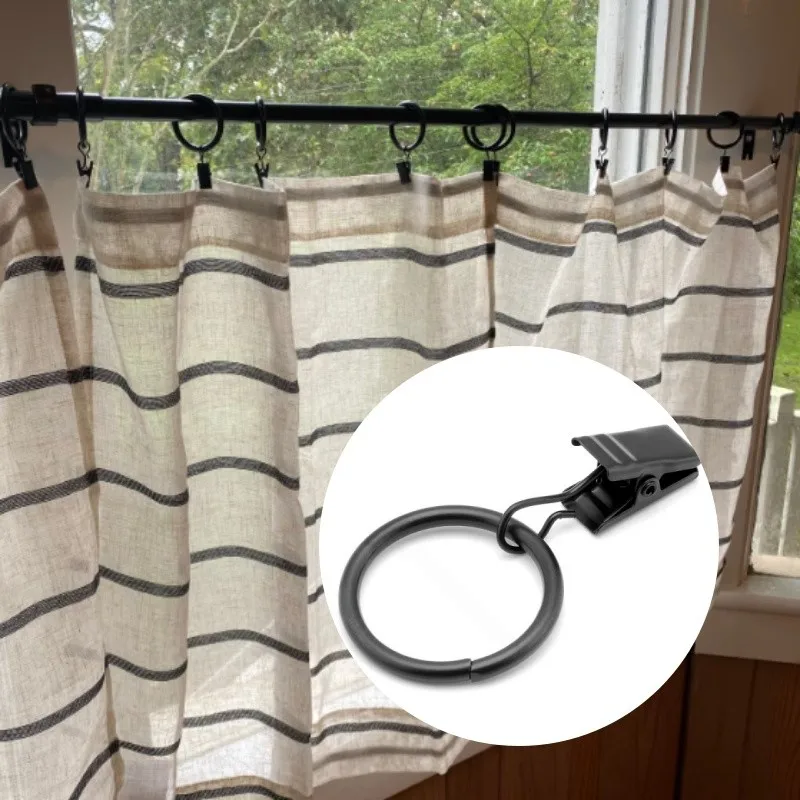 17 pcs 25mm Metal Curtain Hanger Rings, Bathroom Shower Panels, Easy Slide On Rod, Strong Clip Grip, Multipurpose view 4