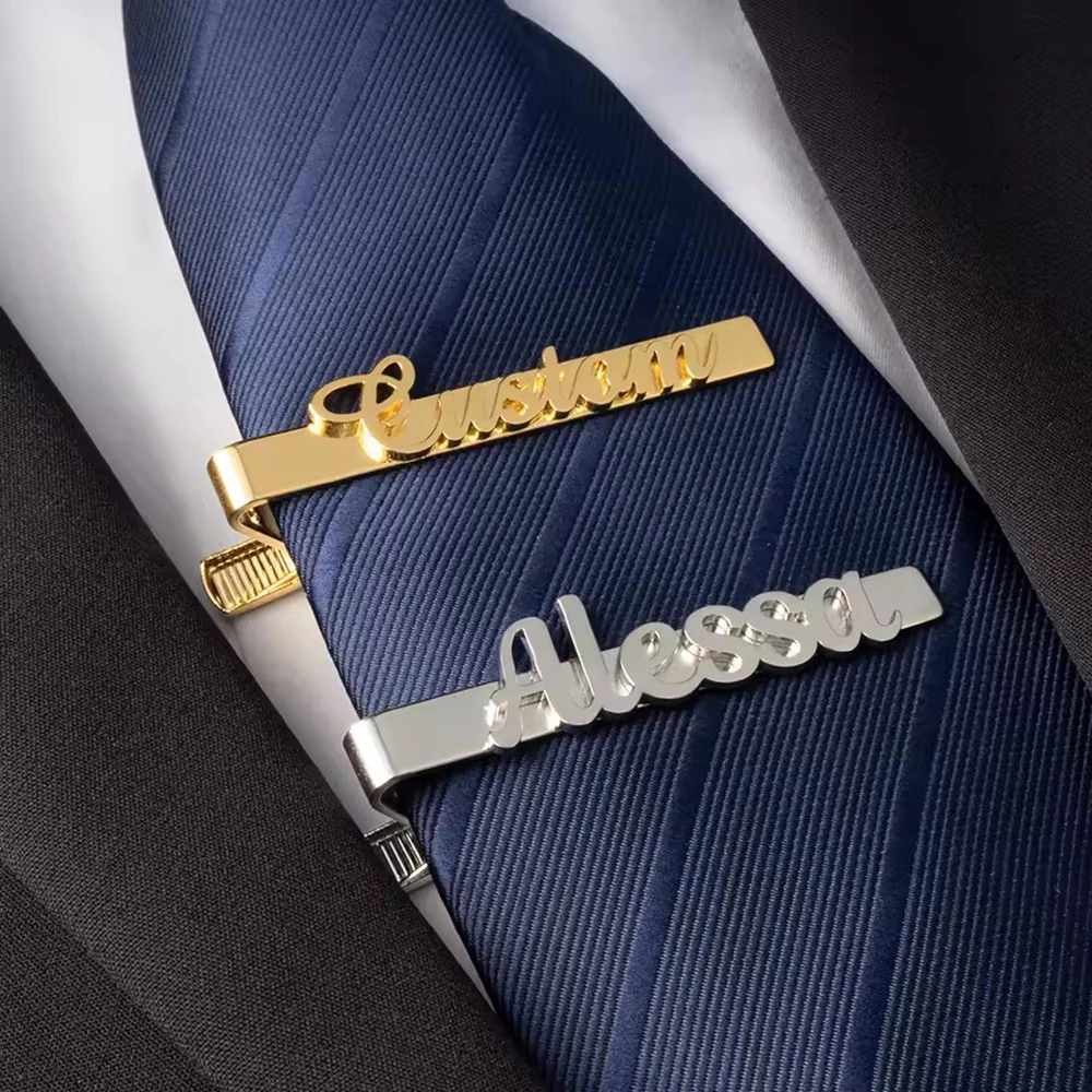 Sipuris Krawattenklammer mit individuellem Logo und Namen für Männer, Edelstahl, personalisierte Krawattenklammer mit Bild, trendiger Modeschmuck, Hochzeitsgeschenke – Detail 3