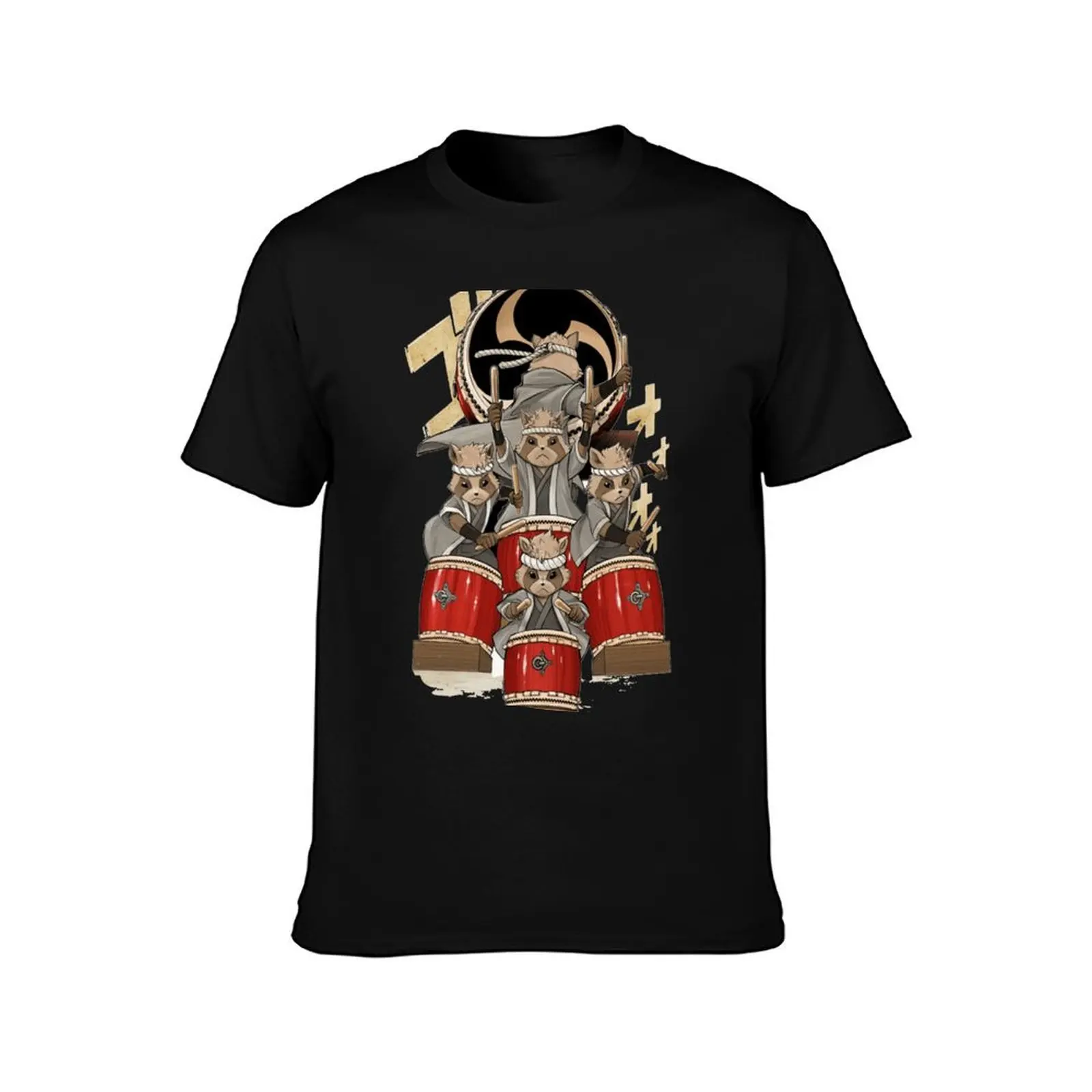 Taiko Tanuki play drum T-Shirt Man t-shirt quick-drying workout shirts for men