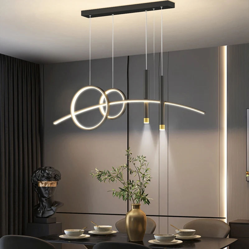 Imagem -03 - Modern Led Pendant Lamp Restaurant Lights Dimmable Dining Table Cozinha Minimalista Lustre Preto e Branco Home Decor